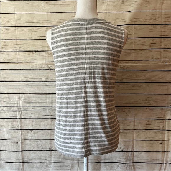 Loft Center Seam Gray And White Striped Tank Top - Picture 5 of 5
